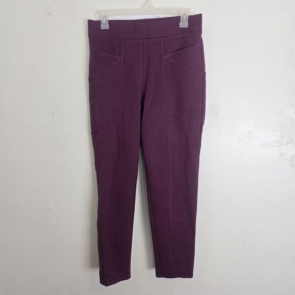 Betabrand Pants Medium Petite Journey Skinny POCKETS Ponte Wine Maroon Burgundy - Picture 1 of 8